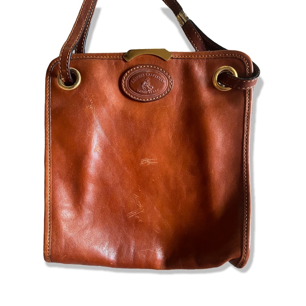 Vintage Leather Craftsman By Aldo Filosini Crossbody Bag/Purse - Made In Italy